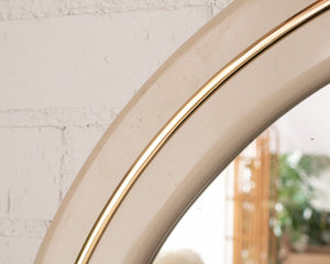 80s mauve and gold round mirror