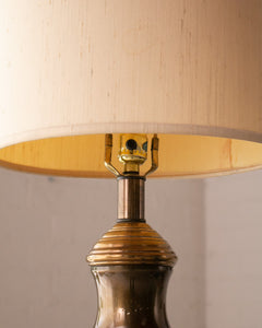 Brass Faux Bamboo Floor Lamp. Mid Century Hollywood Glamour Brass