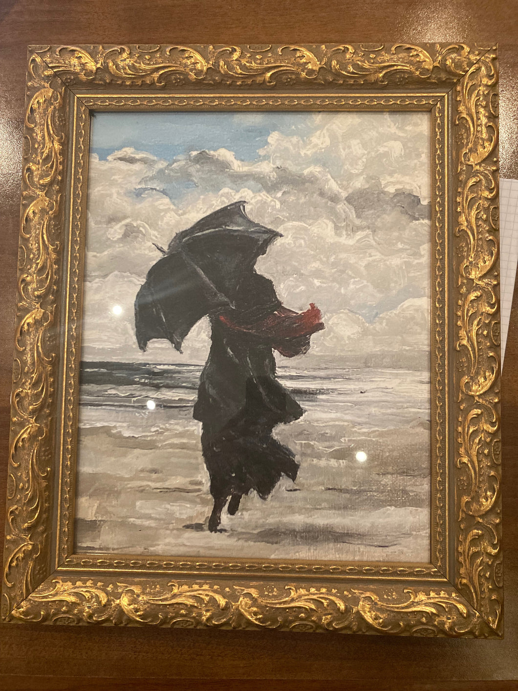 Off to The Sea with an Umbrella Original Oil Painting