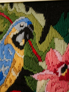 Parrots Vintage Embroidered Art