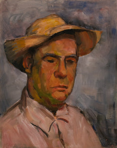 Original Oil Painting Man his Hat portrait