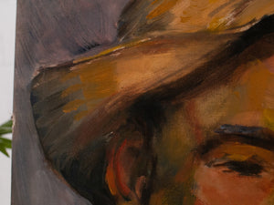 Original Oil Painting Man his Hat portrait