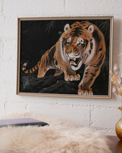 Vintage of Crouching Tiger Silk Painting