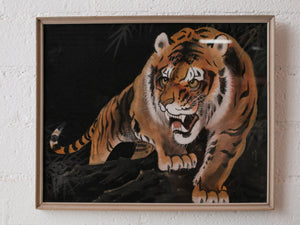 Vintage of Crouching Tiger Silk Painting