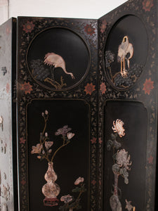 Large Heavy Decorated Japanese lacquer room divider screen