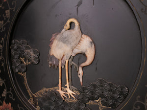 Large Heavy Decorated Japanese lacquer room divider screen