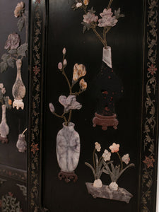 Large Heavy Decorated Japanese lacquer room divider screen