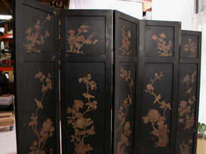 Large Heavy Decorated Japanese lacquer room divider screen