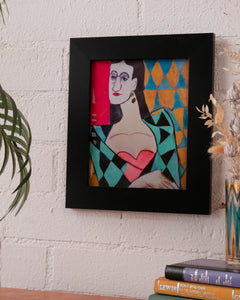 In the Style of Picasso Resting Face Portrait  Giclee Print