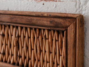 Vintage Bamboo Woven Rattan Wicker Cane Mirror Boho