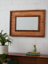 Load image into Gallery viewer, Vintage Bamboo Woven Rattan Wicker Cane Mirror Boho
