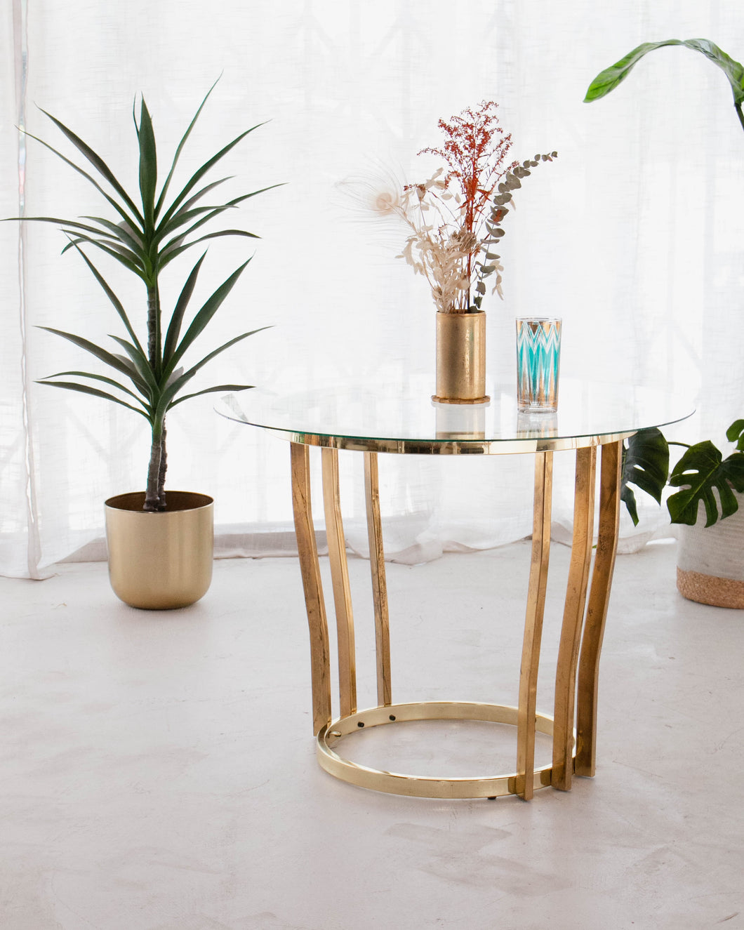 Brass Round Milo Baughman End Table