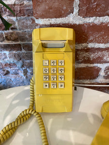 Vintage Wall Mounted Yellow Phone