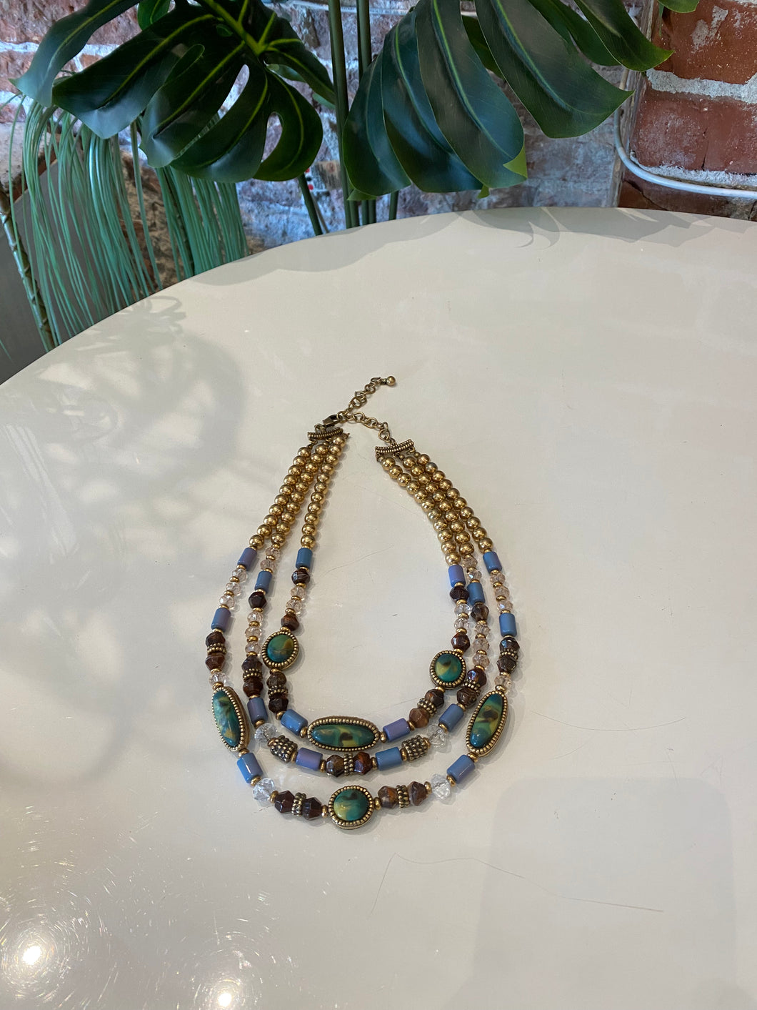Vintage Gold toned Beaded Necklace