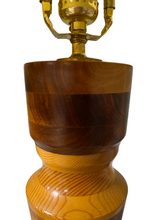Load image into Gallery viewer, Tri Wood Handcrafted Lamp
