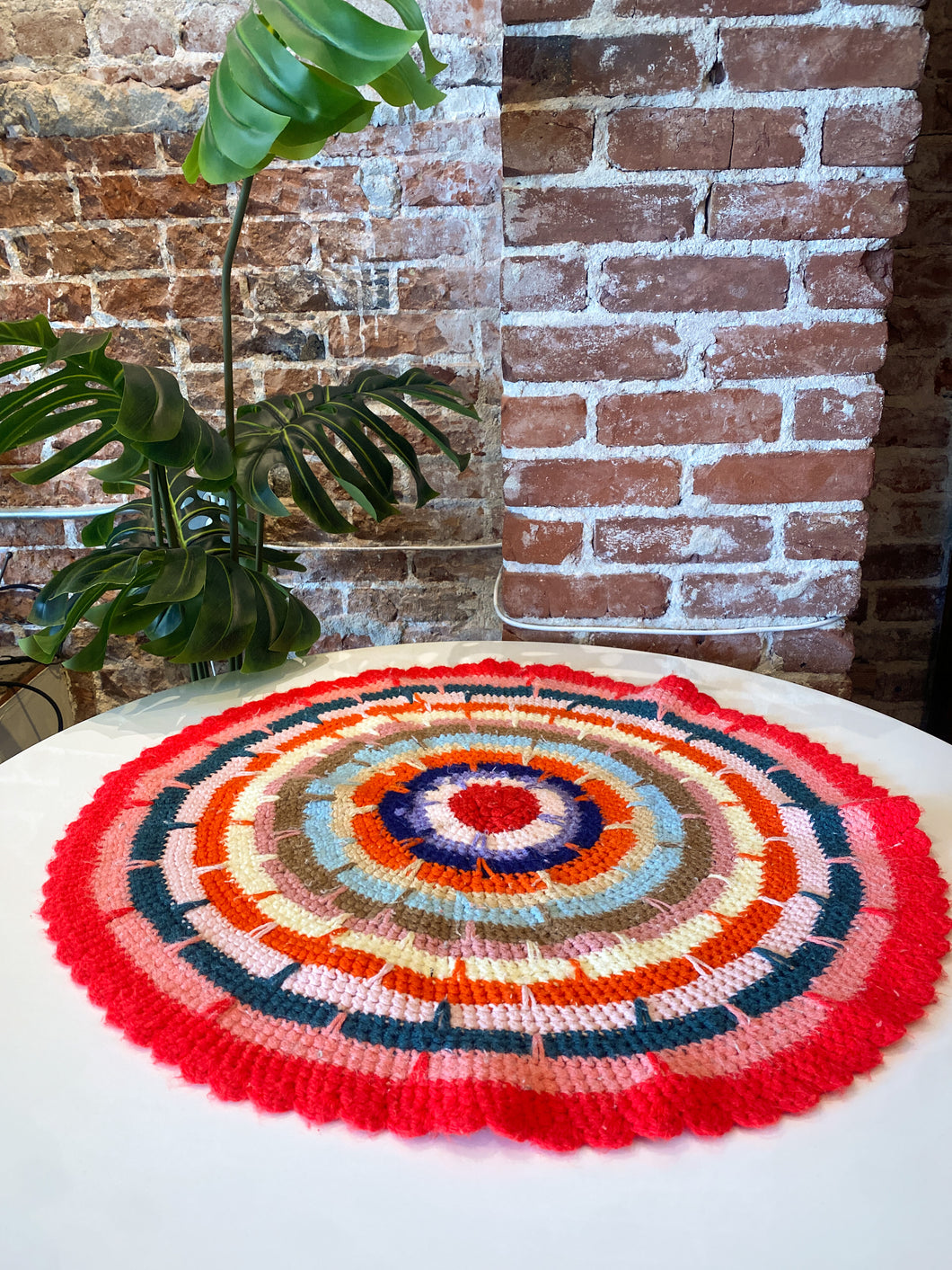 Vintage Round Crochet Table Topper