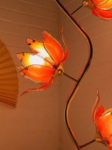 Pink Lotus Brass Floor Lamp
