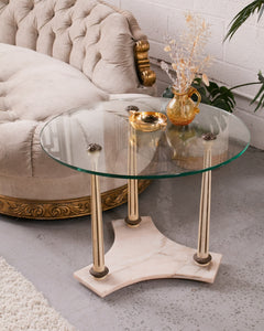 Italian Marble 1960’s Glass Side Table