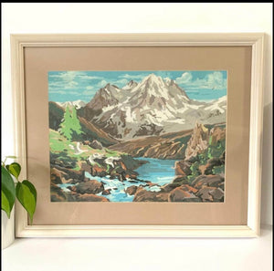 Scenic Vintage Mountains Painting Framed