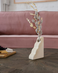 Cream Modernist Waves Vase