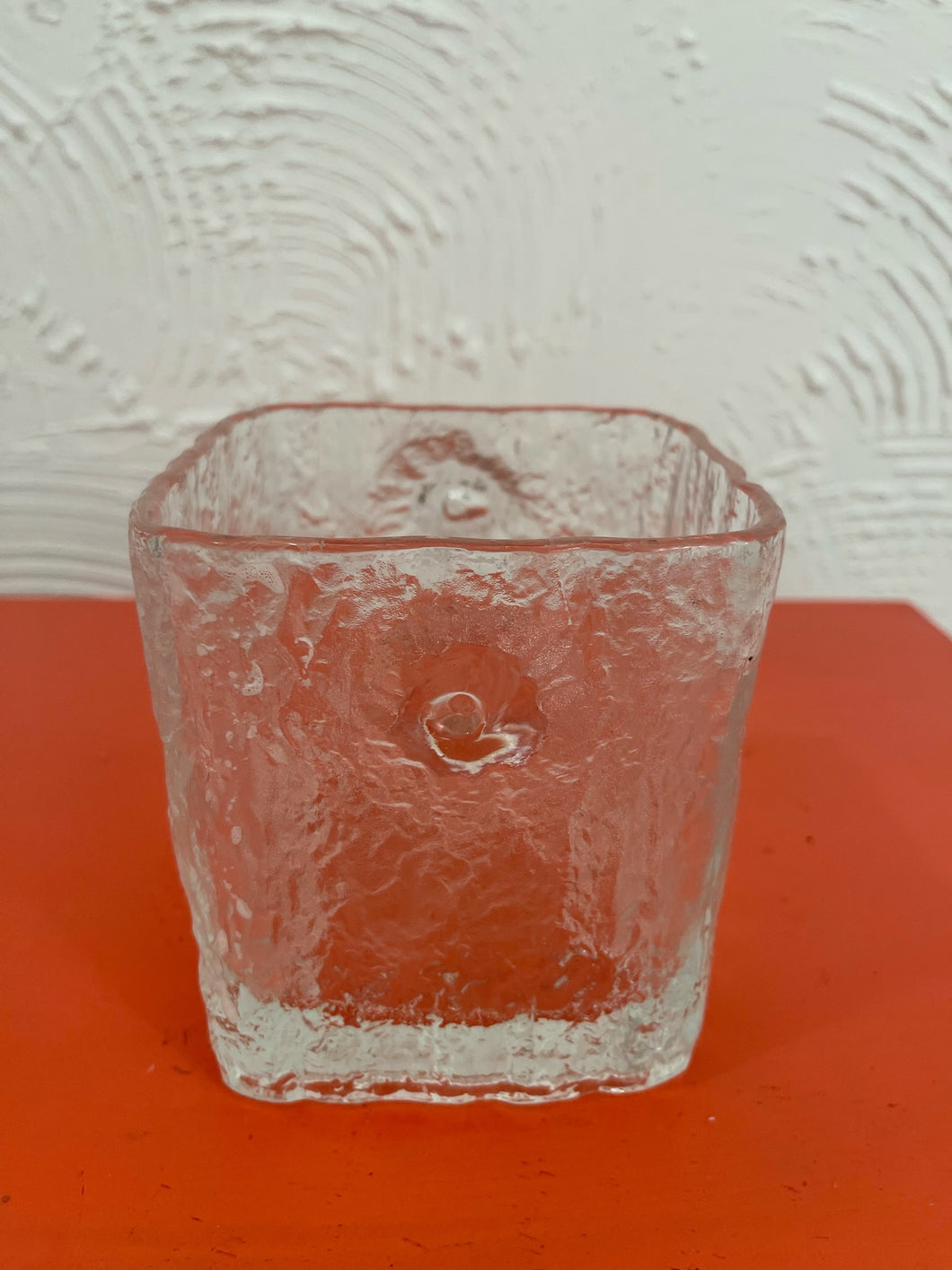 Chunky glass Ice Bucket as Found