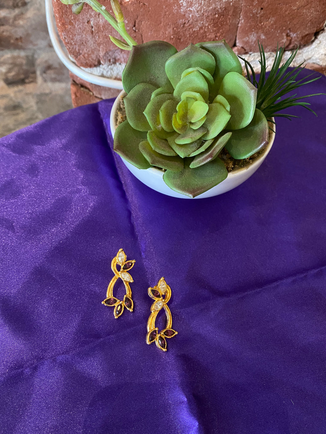 Vintage Avon Gold Tone and Faux Amethyst Earrings