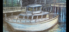 Load image into Gallery viewer, Boat at Bay Artwork Pencil Charcoal
