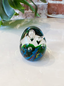 Vintage Egg Shaped Glass Paperweight