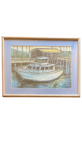 Boat at Bay Artwork Pencil Charcoal