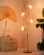 Load image into Gallery viewer, Pink Lotus Brass Floor Lamp
