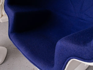 Royal Blue Space-age Swivel Chair with Ottoman