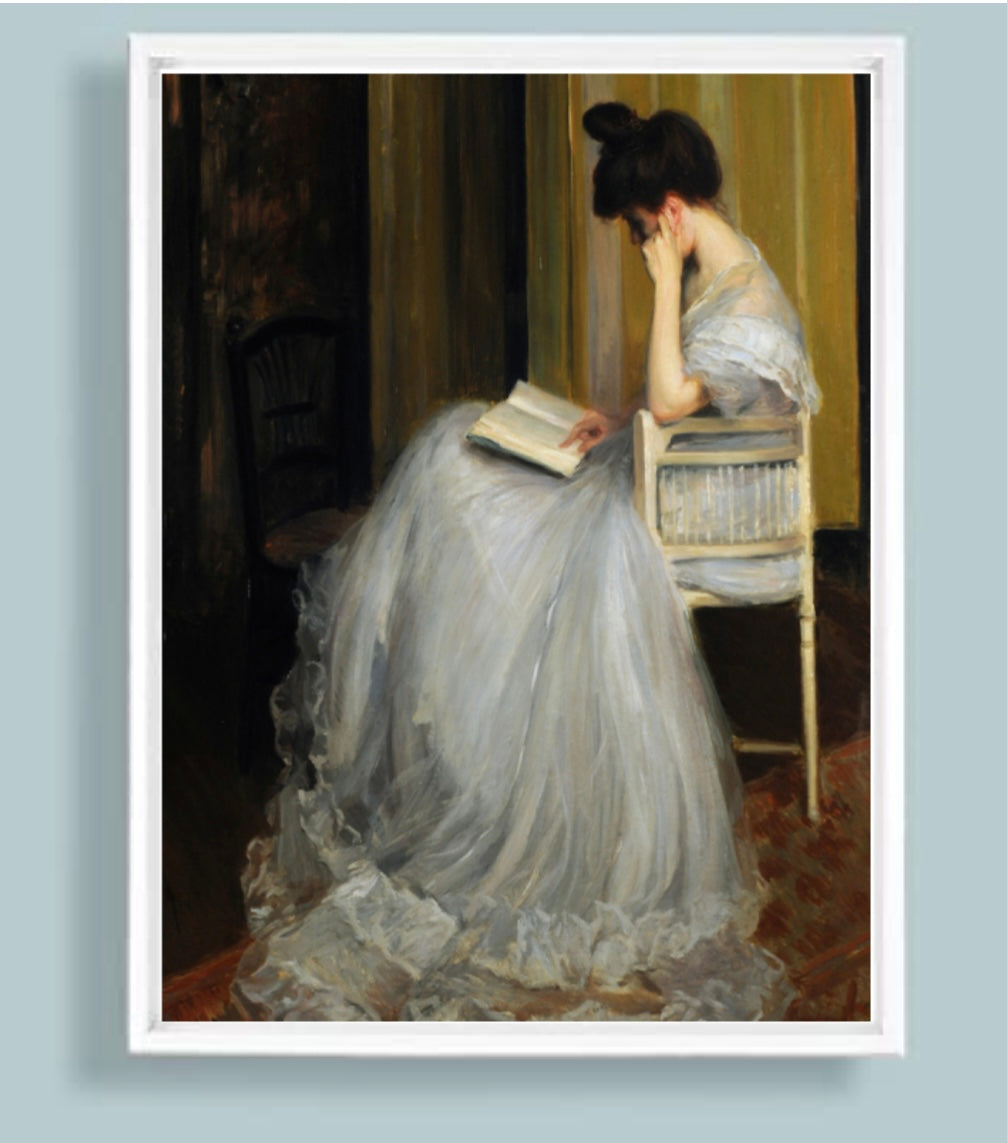 Woman Reading in Boudoir