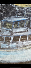 Load image into Gallery viewer, Boat at Bay Artwork Pencil Charcoal
