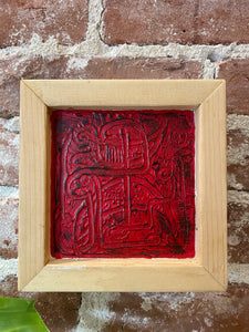 Vintage Small Abstract Painting in Red
