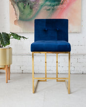 Load image into Gallery viewer, Ella Counter Stool in Blue Velvet
