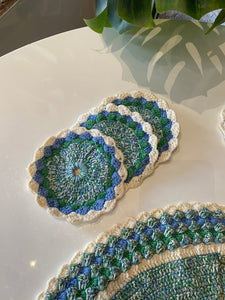 Vintage Crochet Table Topper and Coasters