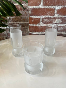 Set of 3 Heavy Bottom Frosted Glasses