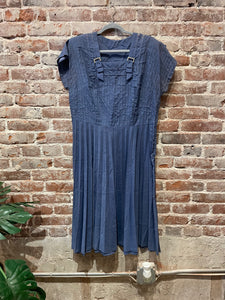 Vintage Pleated Blue Dress @Vseasons