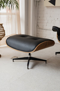 Black Leather Iconic Chair and Ottoman