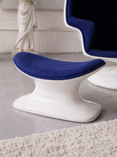 Load image into Gallery viewer, Royal Blue Space-age Swivel Chair with Ottoman
