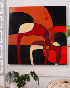 Orange Abstract Acrylic on Board by Cesar Platero