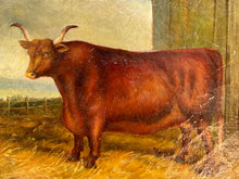 Load image into Gallery viewer, Antiqued Cow Oil Painting #2
