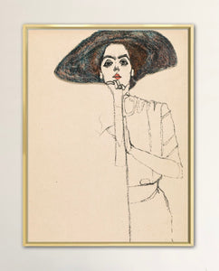 Woman in Hat by Egon Schiele