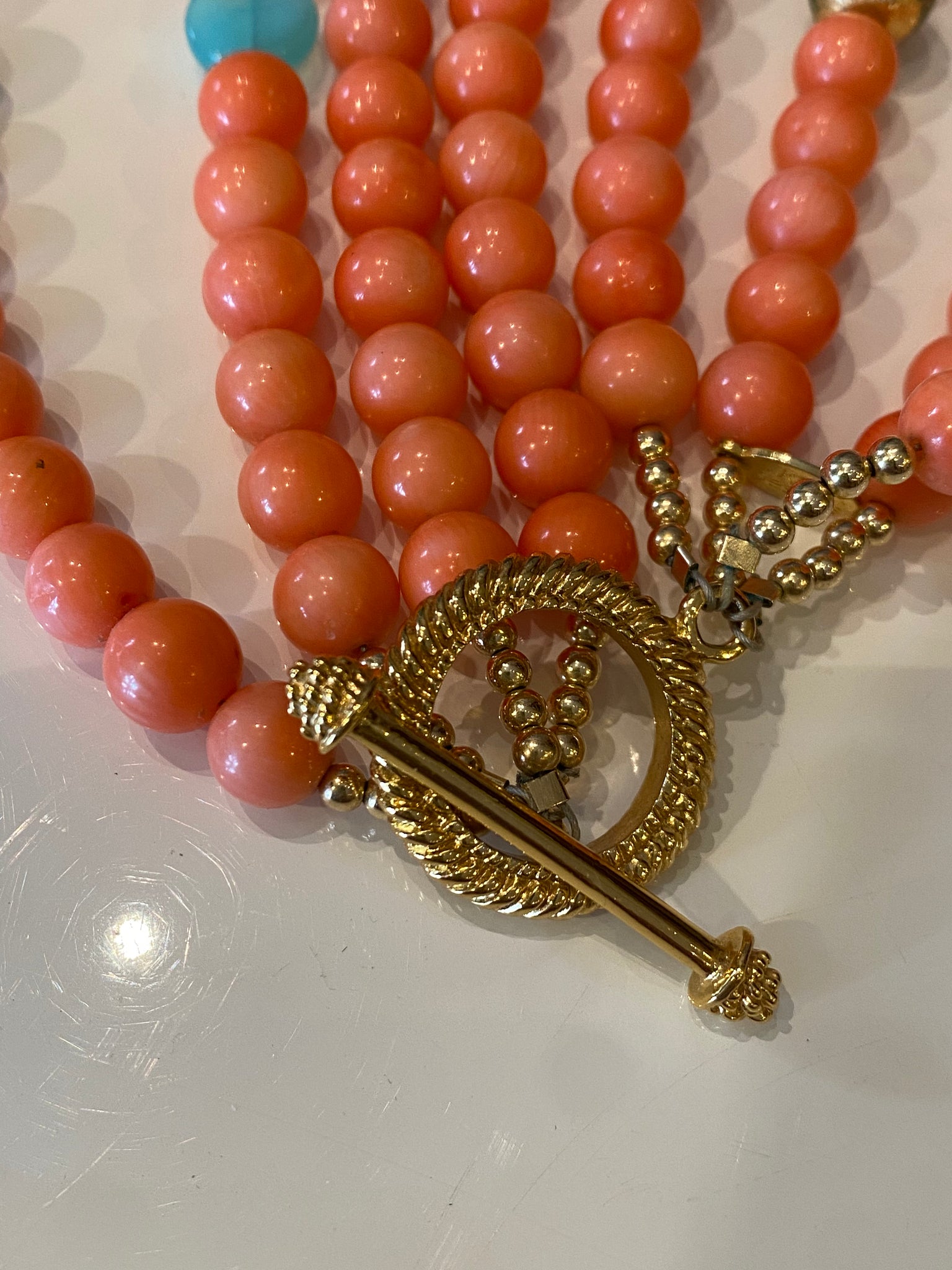Coral colored beaded outlet necklace