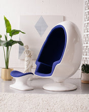 Load image into Gallery viewer, Royal Blue Space-age Swivel Chair with Ottoman
