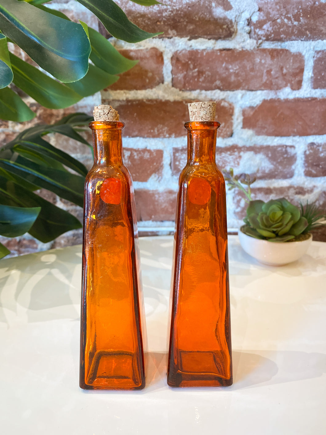 Vintage Orange Glass Bottle