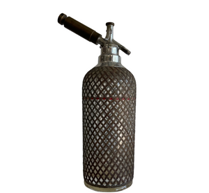 Antique Sparkletts Siphon Bottle / Wire Mesh Soda Siphon Bottle