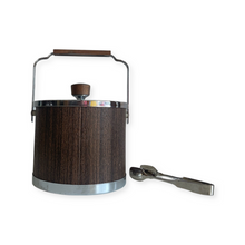 Load image into Gallery viewer, 60s Chrome and Walnut ice Bucket with Tongs
