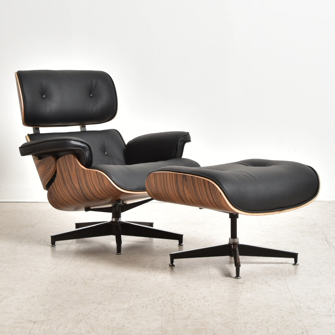 Black Leather Iconic Chair and Ottoman – Sunbeam Vintage