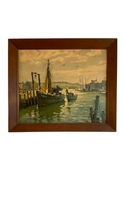 Load image into Gallery viewer, Vintage Ship at the Dock, Print Framed

